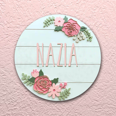 Painted Nameboard for Kids - Rose