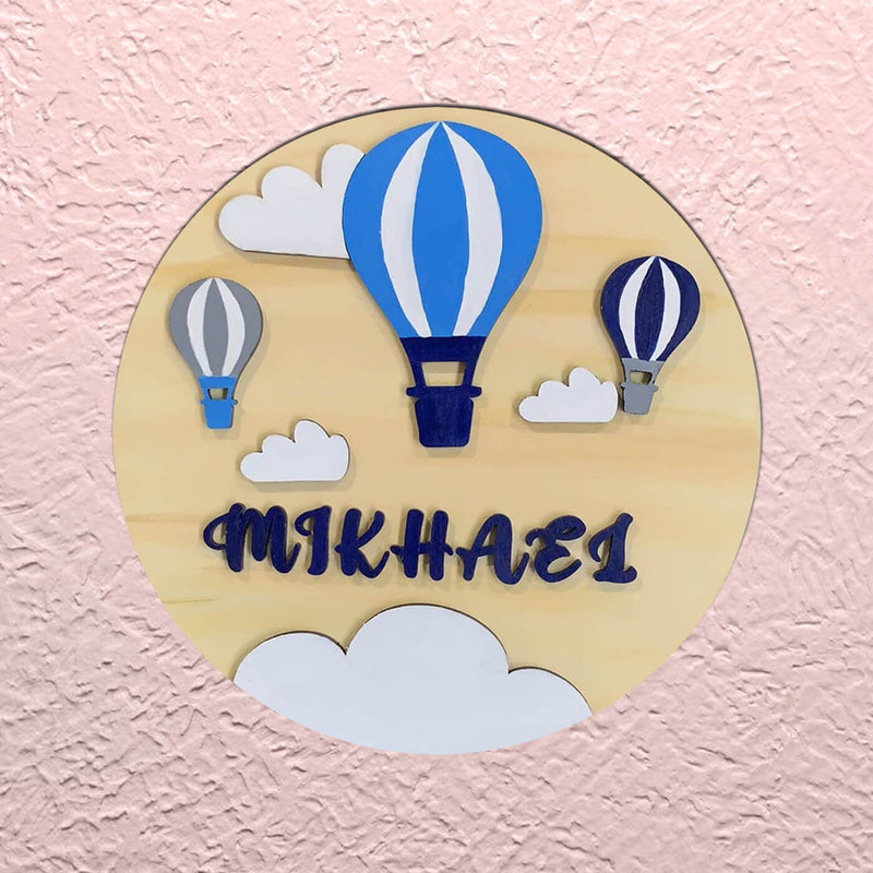 Painted Nameboard for Kids - Hot Air Balloon