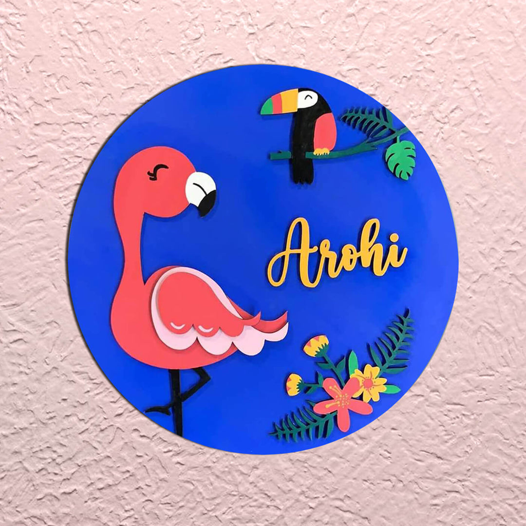 Hand-Painted Kids Nameboard - Flamingo - Zwende