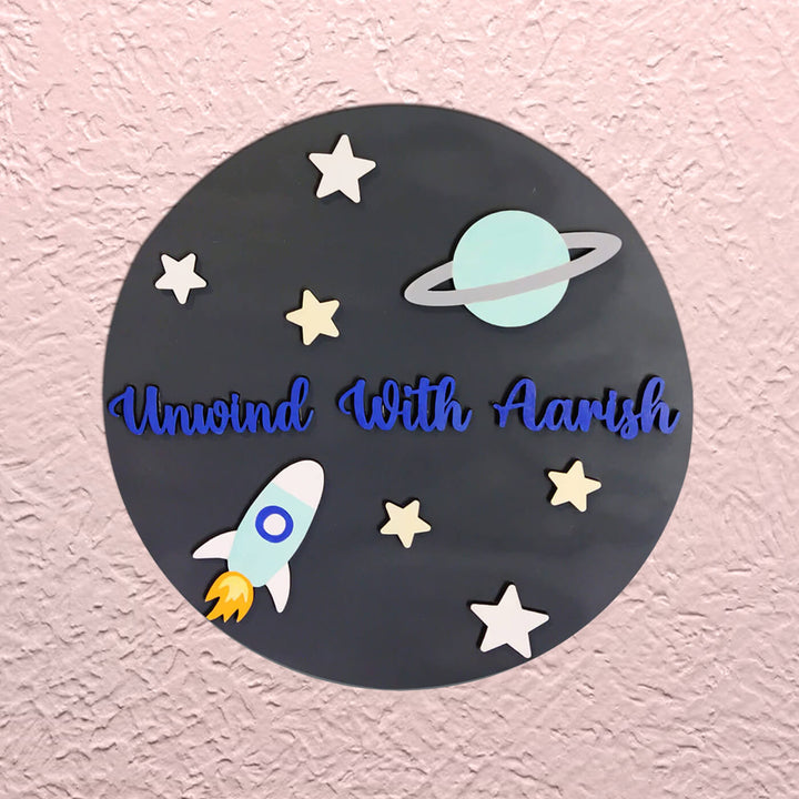 Painted Nameboard for Kids - Galaxy Theme - Zwende