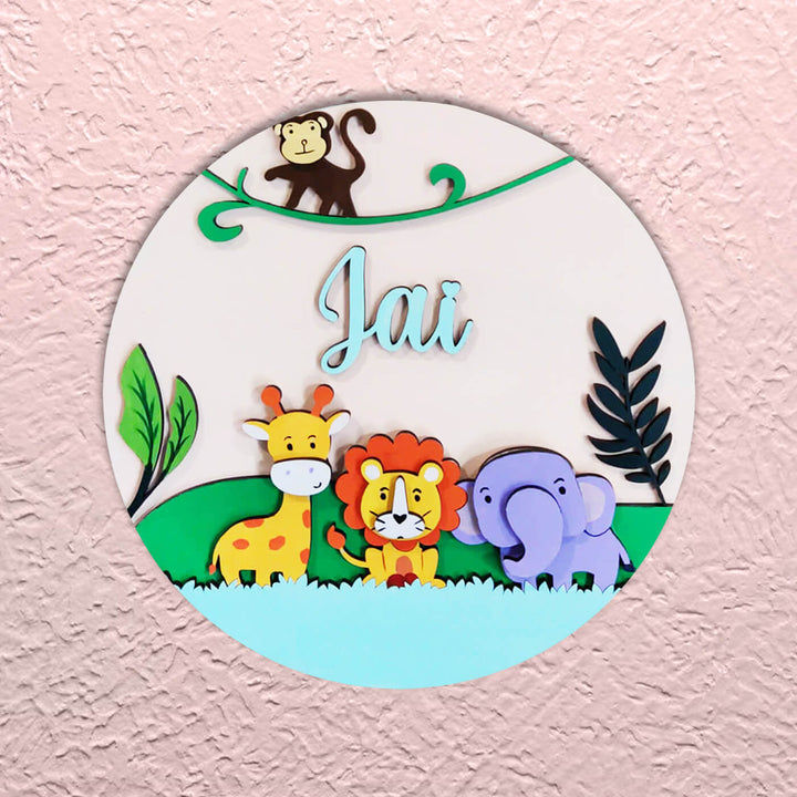 Quirky Painted Nameboard for Kids - Jungle Theme