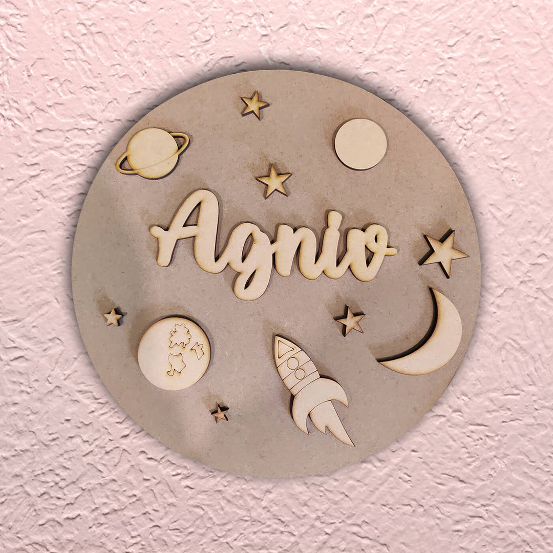 Sibling Ready To Paint MDF Nameboard Bundle - Space and Mountain - Set of 3