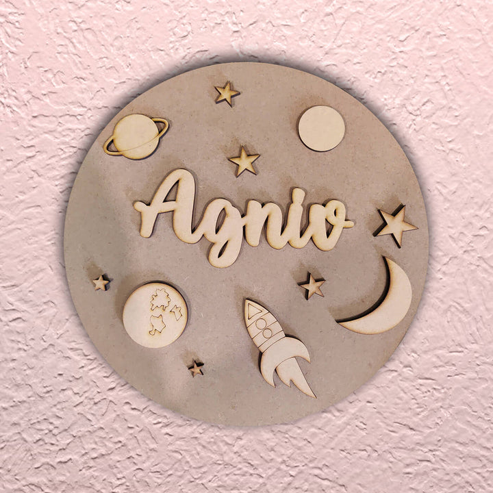 Sibling Ready To Paint MDF Nameboard Bundle - Space and Mountain - Set of 3
