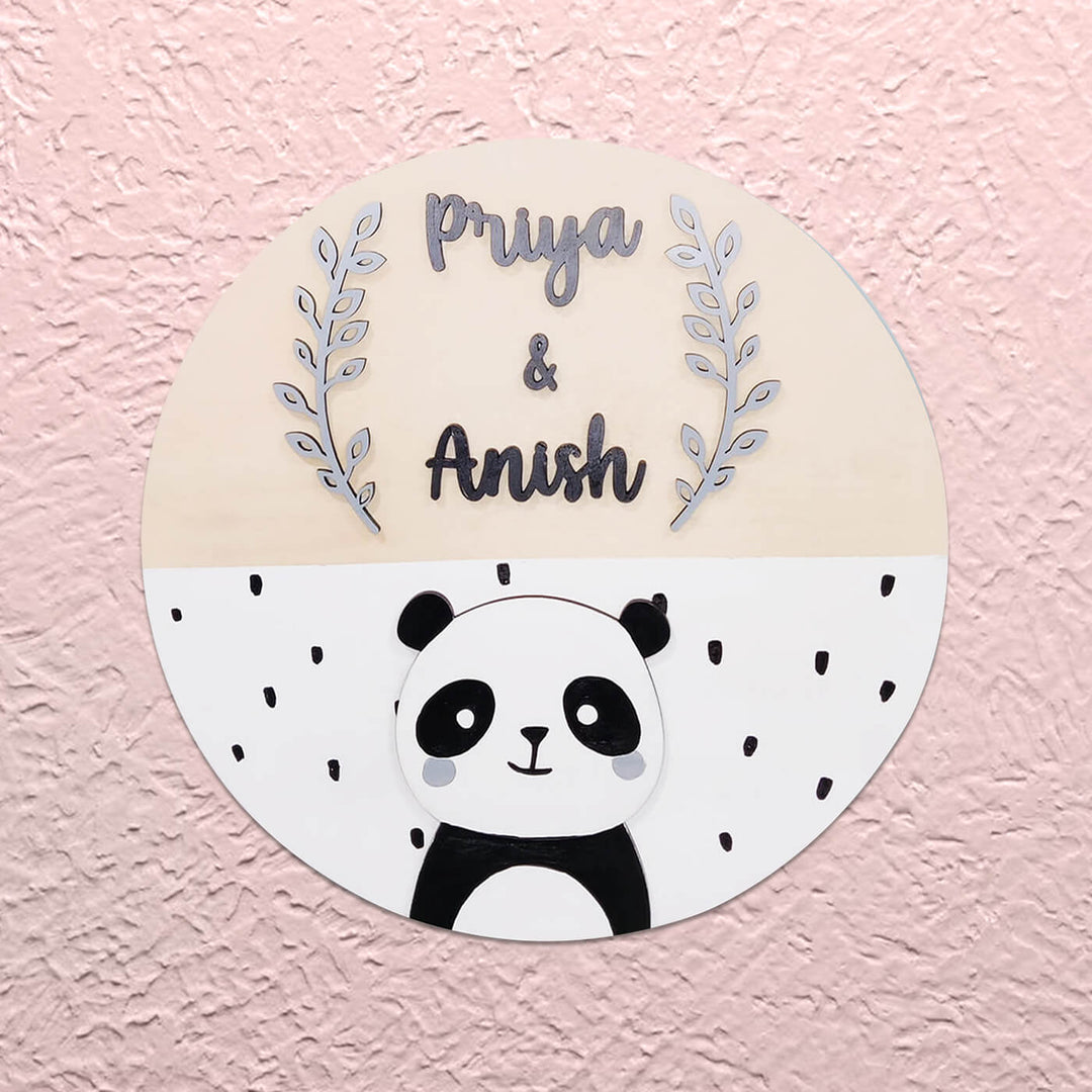 Quirky Painted Nameboard for Kids - Cute Panda