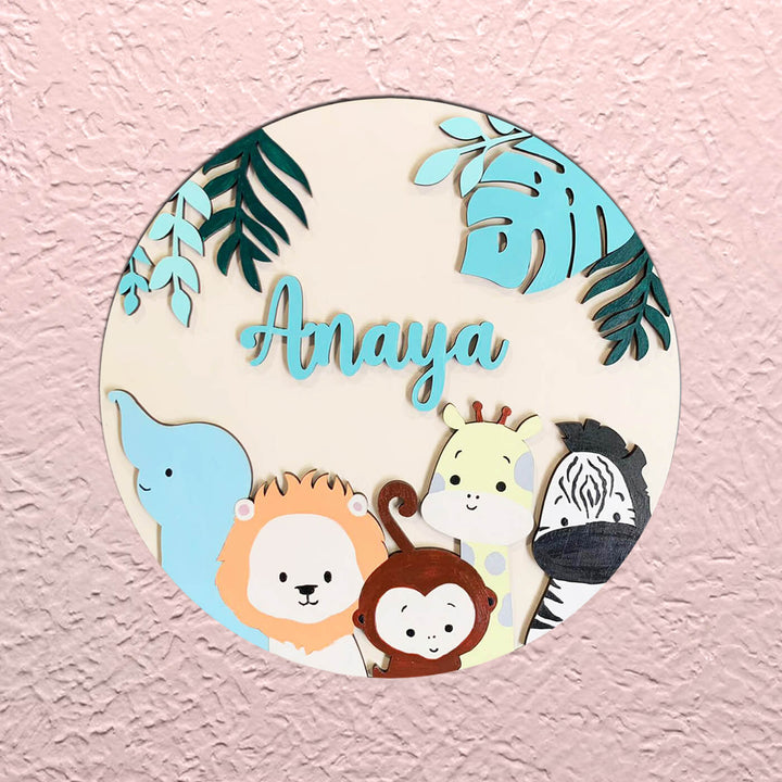 Quirky Painted Nameboard for Kids - Animals