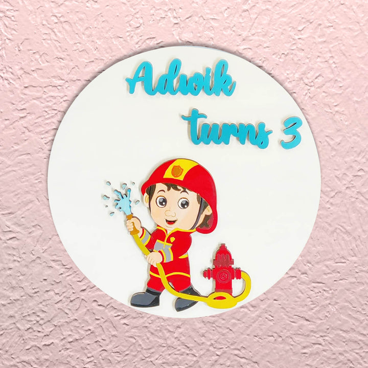 Painted Nameboard for Kids - Firefighter - Zwende