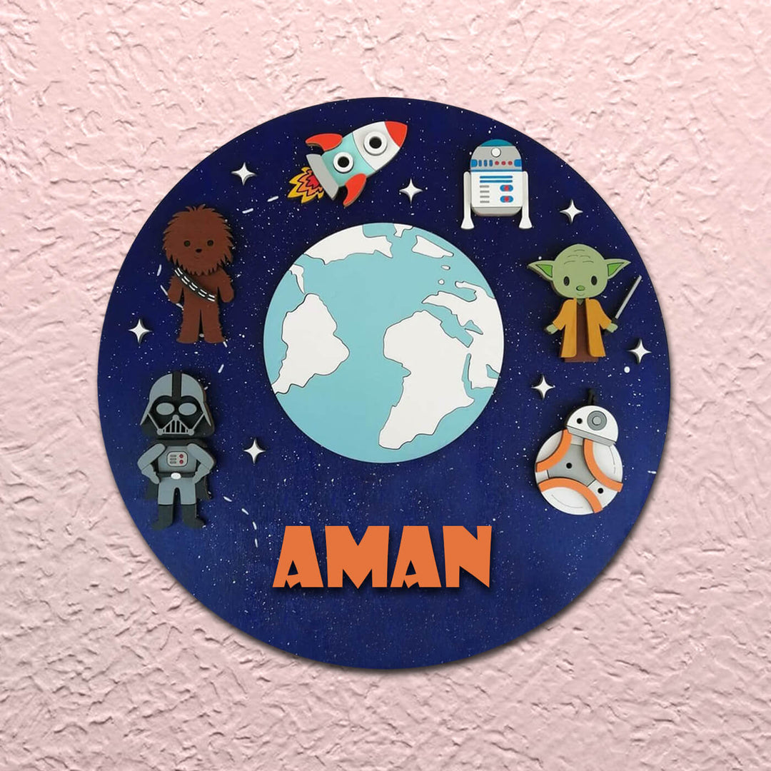 Quirky Painted Nameboard for Kids - Star Wars Theme