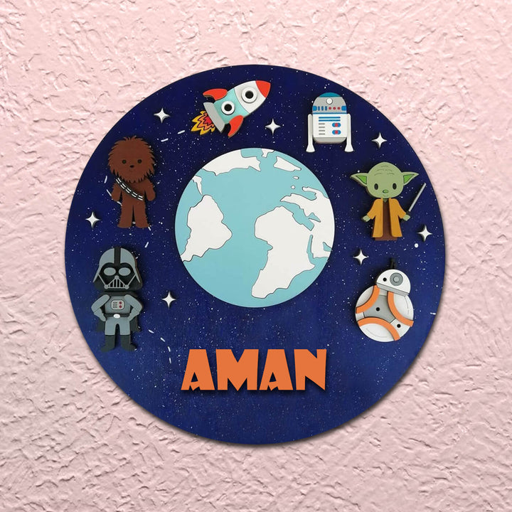 Quirky Painted Nameboard for Kids - Star Wars Theme