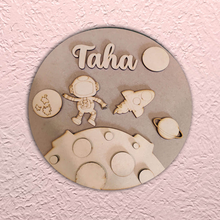 Sibling Ready To Paint MDF Nameboard Bundle - Space and Mountain - Set of 3