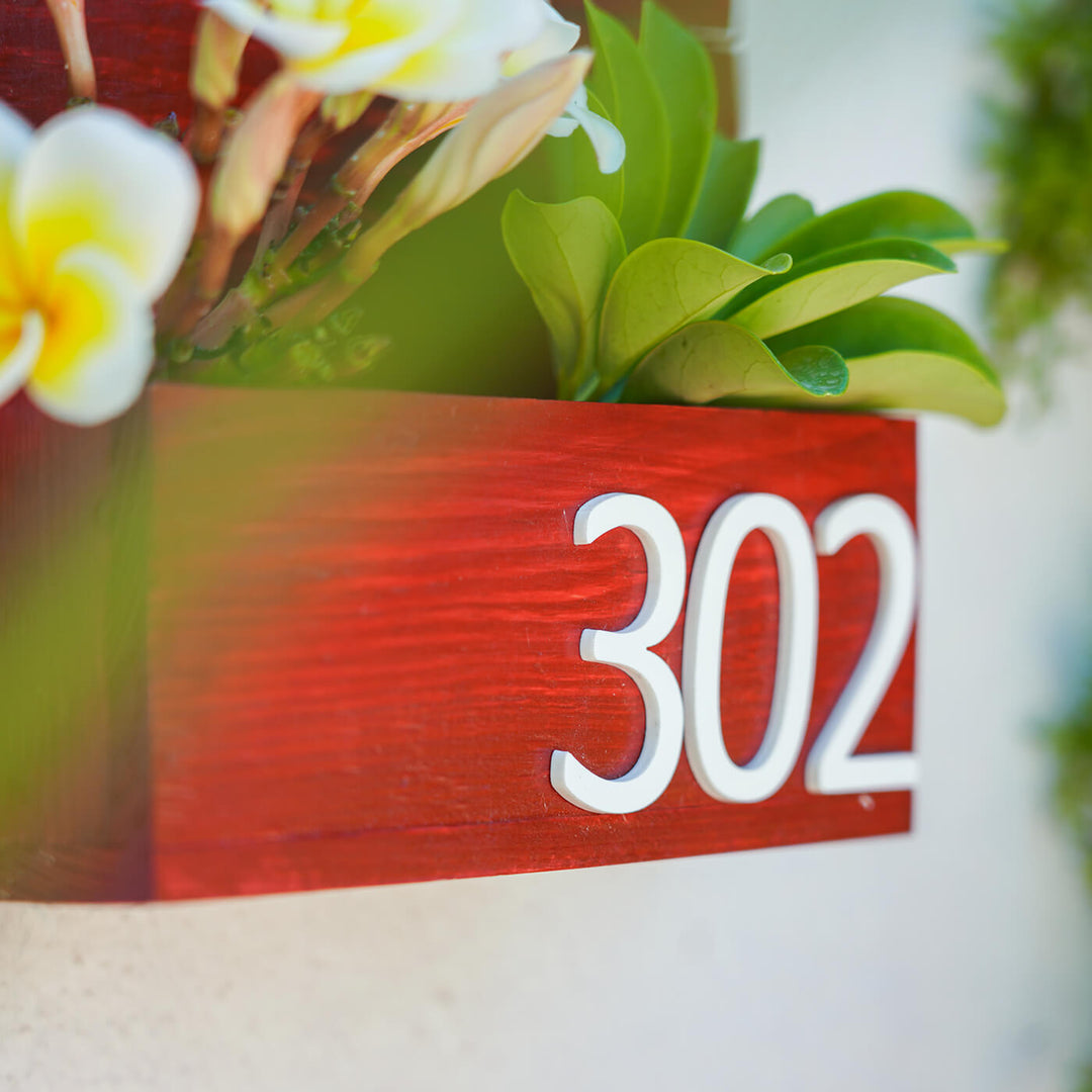 Handcrafted Planter Nameboard Three Names - Side View Showing Depth and Numbers