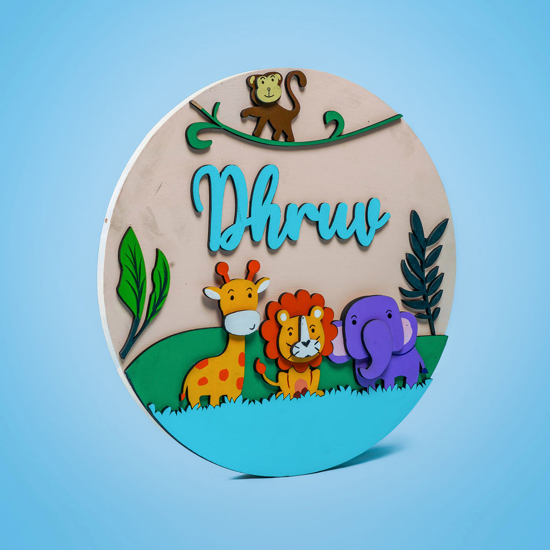 Quirky Painted Nameboard for Kids - Jungle Theme