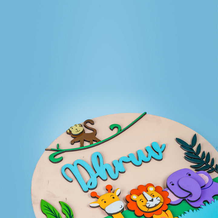 Quirky Painted Nameboard for Kids - Jungle Theme