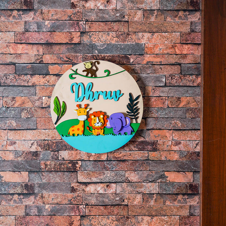 Quirky Painted Nameboard for Kids - Jungle Theme