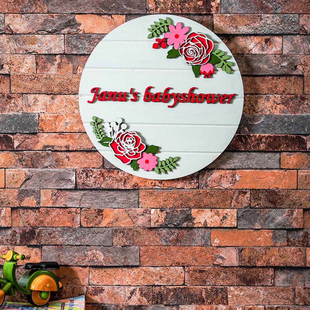 Painted Nameboard for Kids - Pink Rose