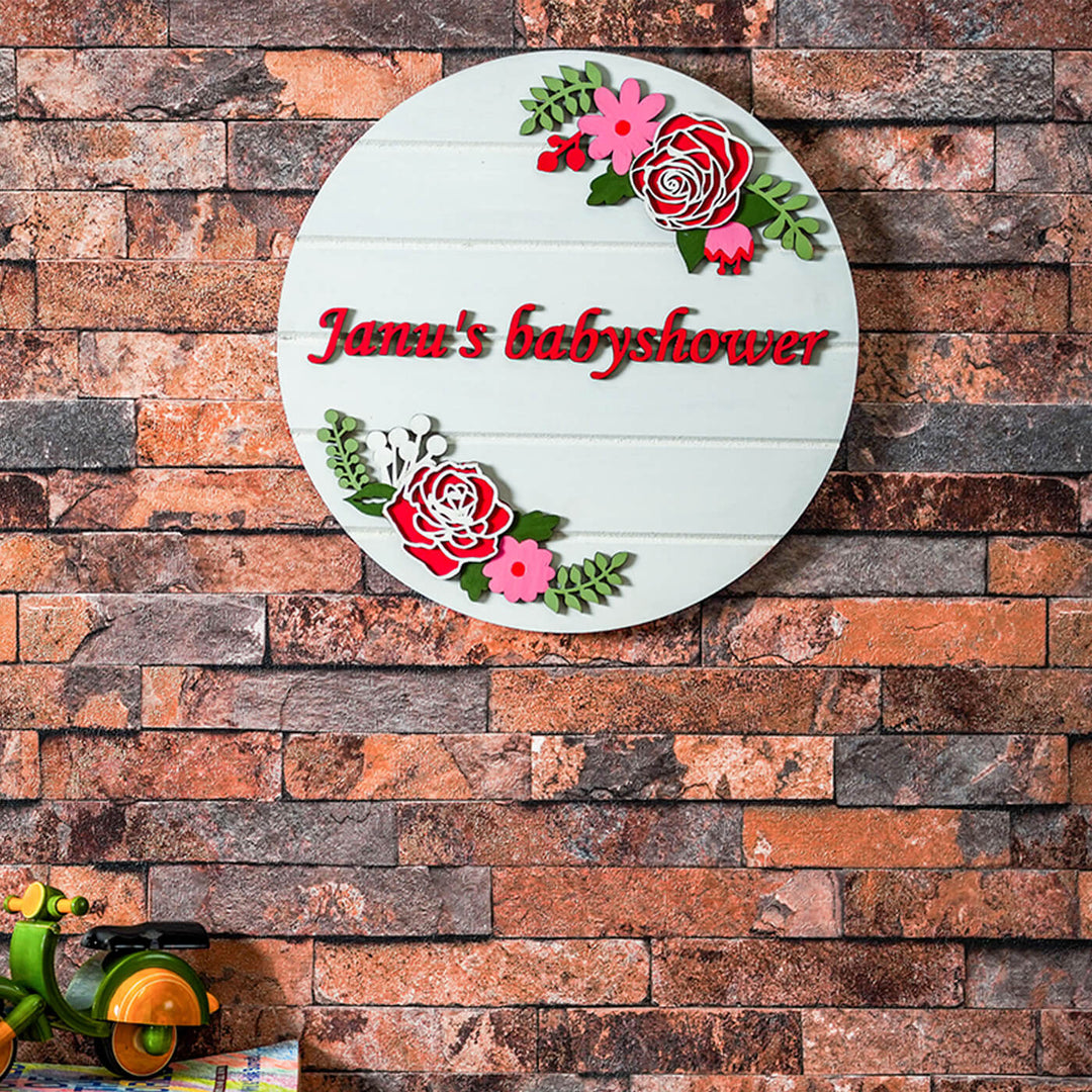 Painted Nameboard for Kids - Pink Rose