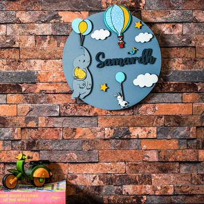 Flying Dumbo Hand-Painted Kids Nameboard