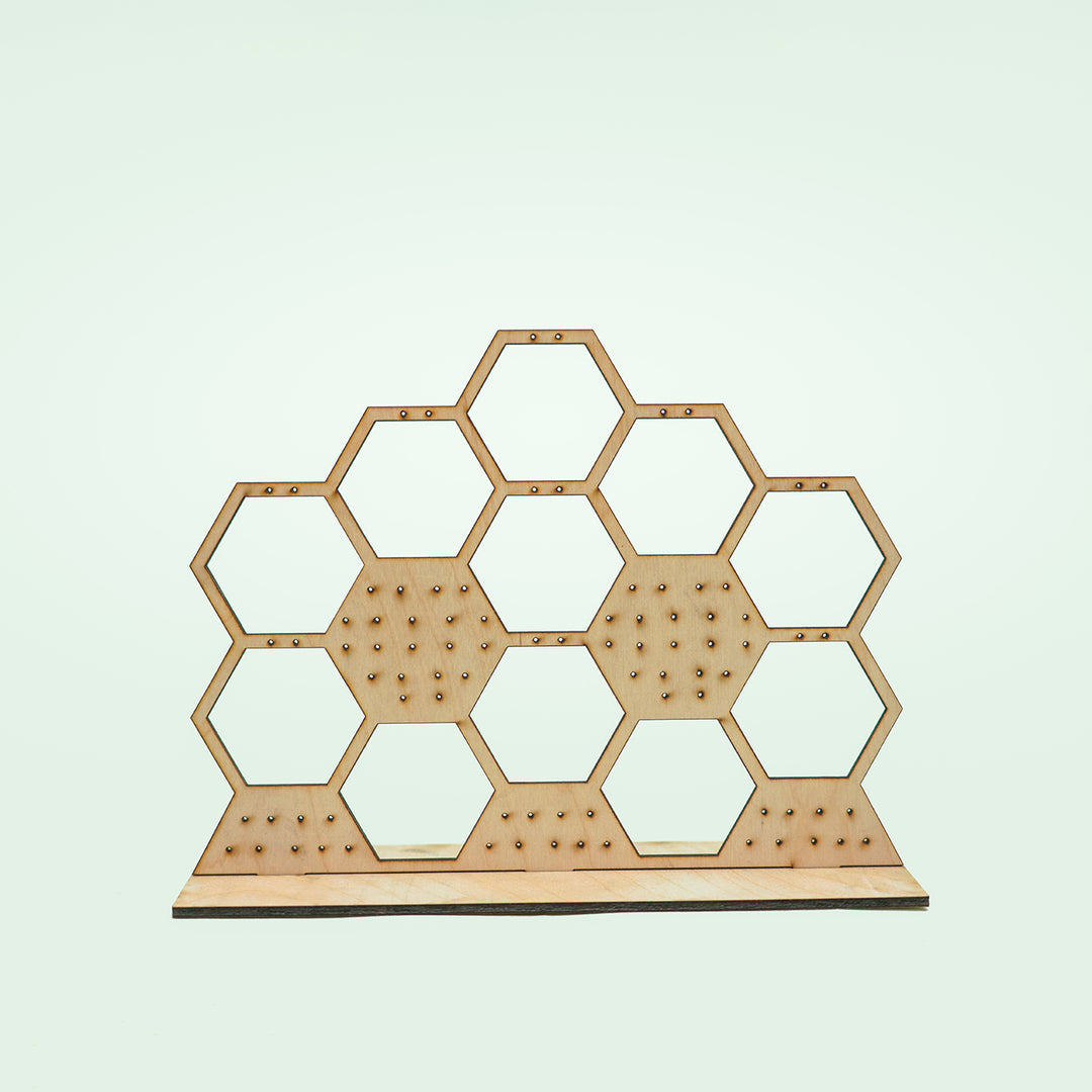 Handmade Wooden Geometric Hexagon Earrings Holder