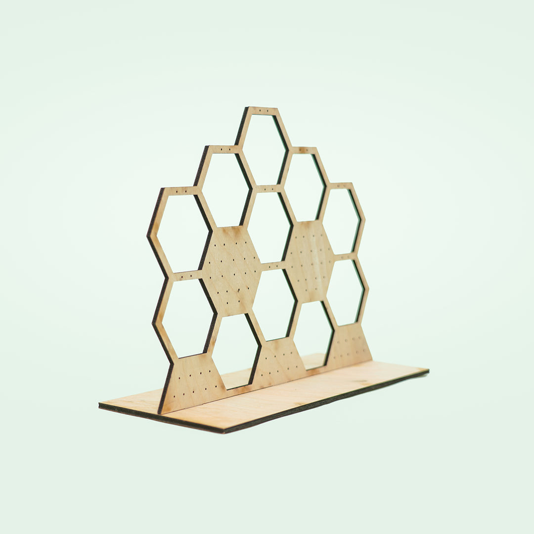 Handmade Wooden Geometric Hexagon Earrings Holder