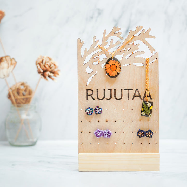 Handmade Wooden Personalised Earrings Holder