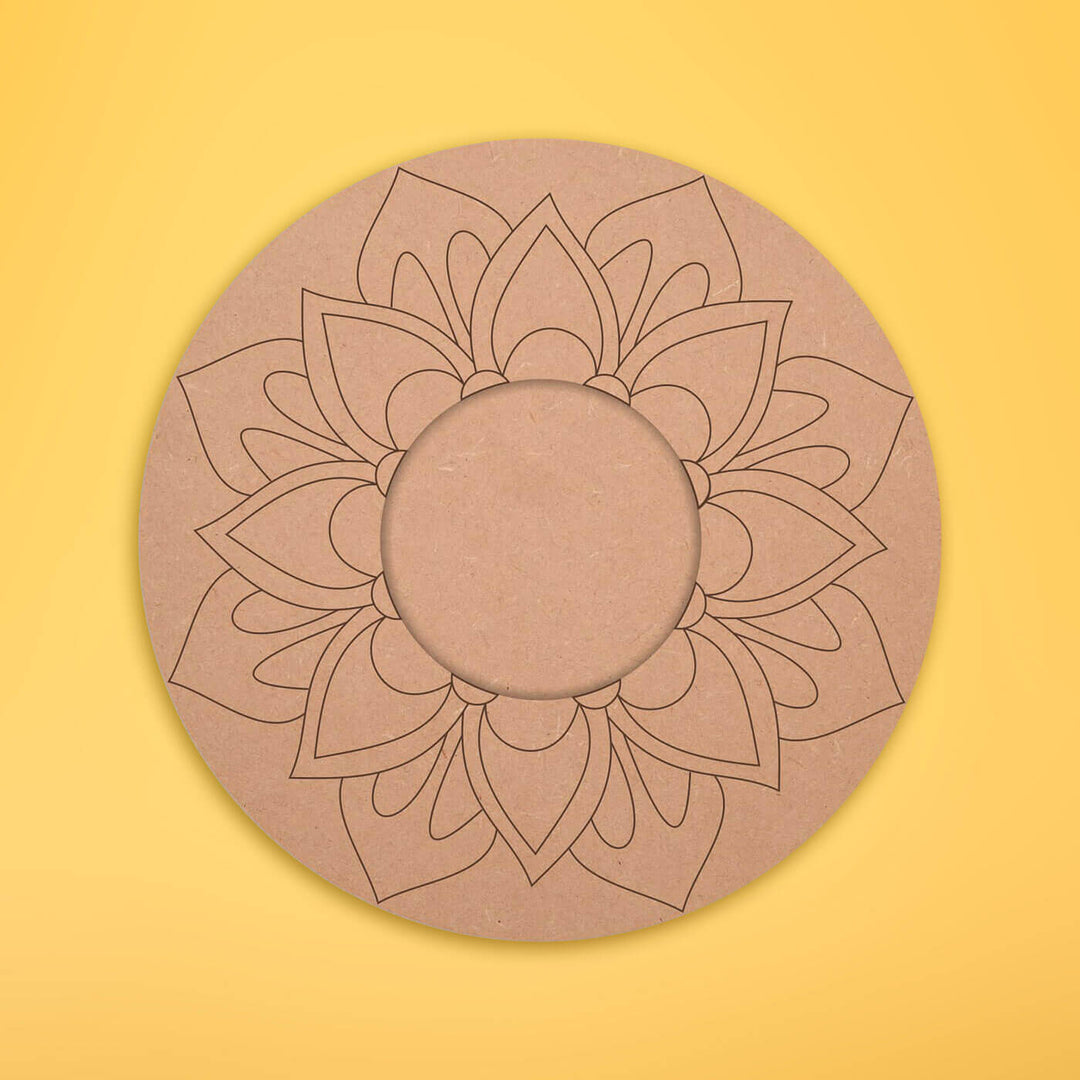 Ready to Paint MDF Pre-marked Mandala Tealight Holders - 3476