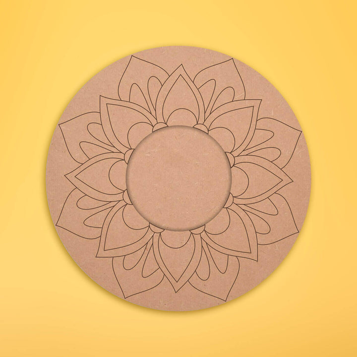 Ready to Paint MDF Pre-marked Mandala Tealight Holders - 3476