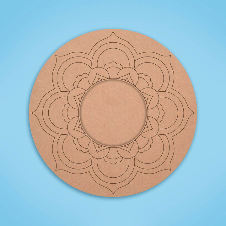 Ready to Paint MDF Pre-marked Mandala Tealight Holders - 3479