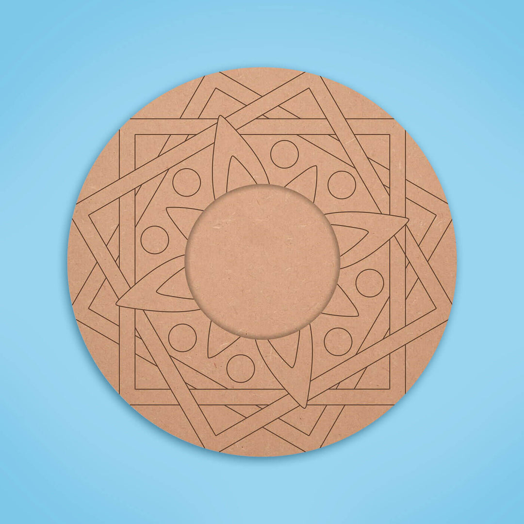 Ready to Paint MDF Pre-marked Mandala Tealight Holders - 3481