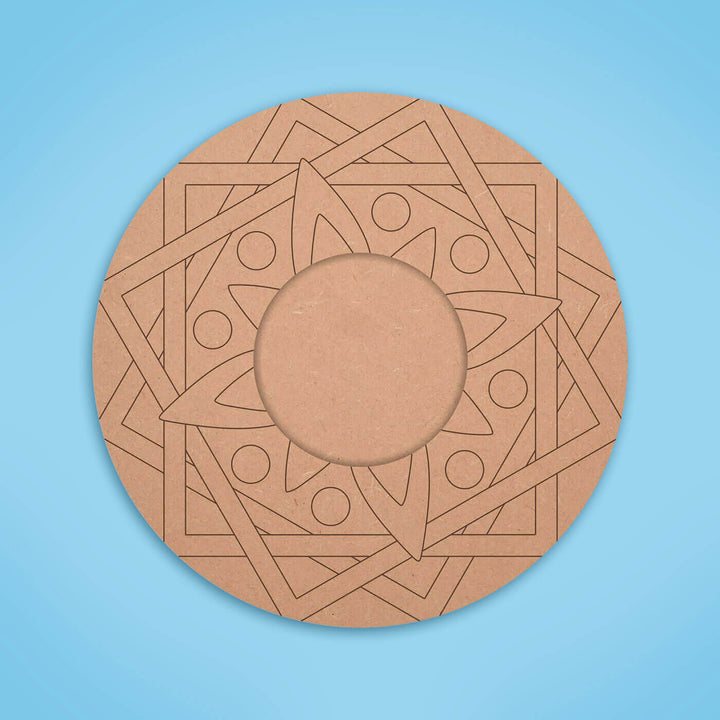 Ready to Paint MDF Pre-marked Mandala Tealight Holders - 3481