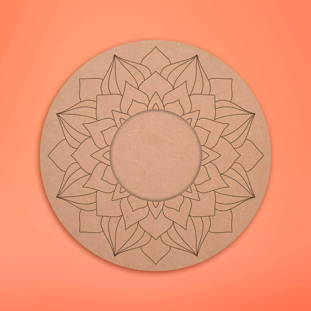 Ready to Paint MDF Pre-marked Mandala Tealight Holders - 3508