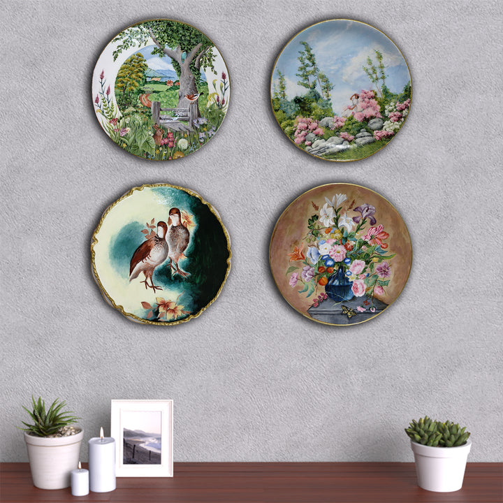 Vintage Ceramic Wall Plate - Serene Florals