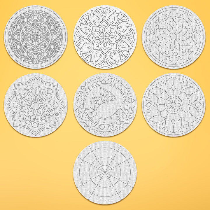Trial Pack - Geometric Mandala Premarked Canvas Bases - Set of 7