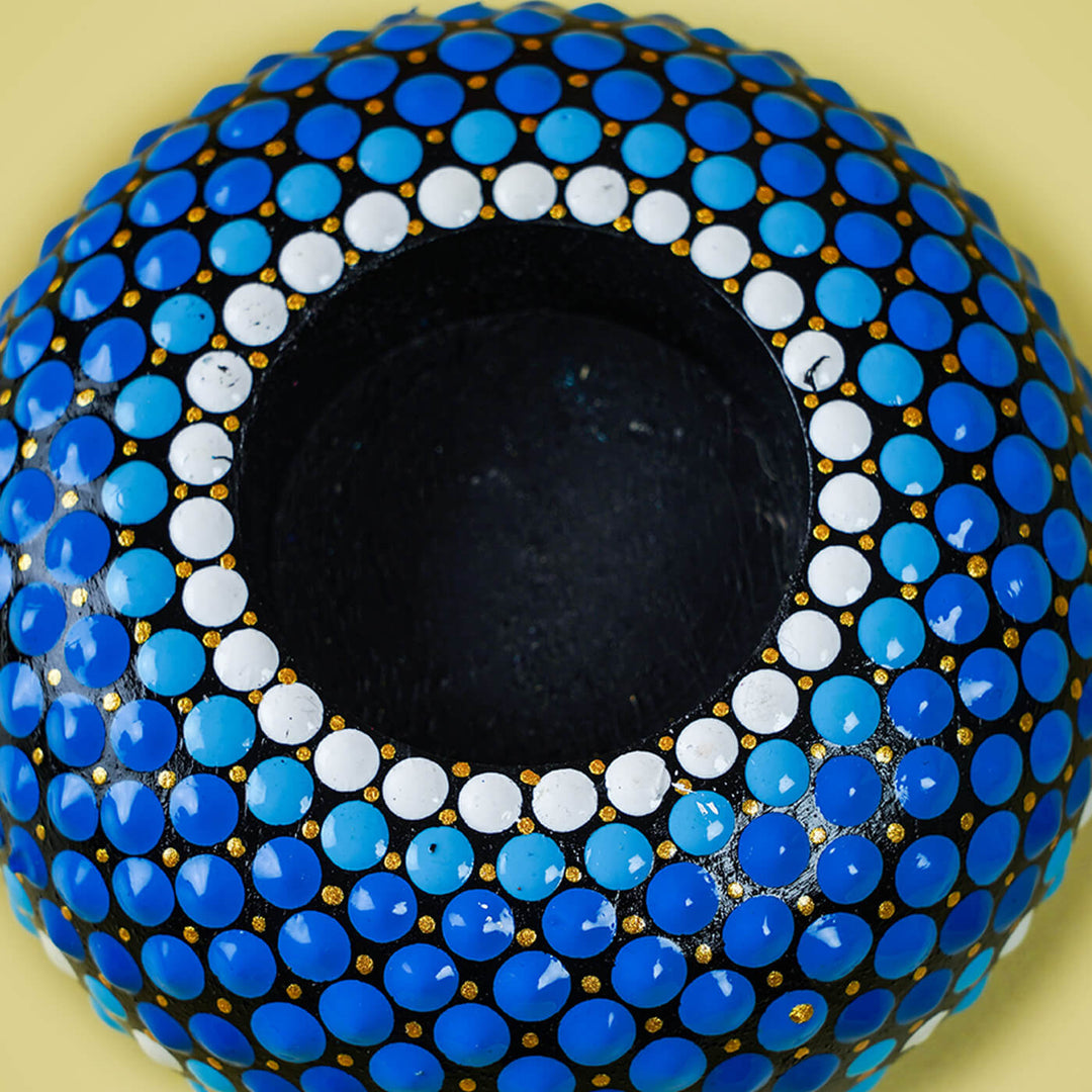 Mandala Art MDF Blue Round Tealights - Set of 2
