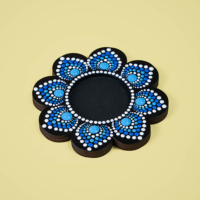 Flower-Shaped MDF Mandala Art Tealights - Set of 2