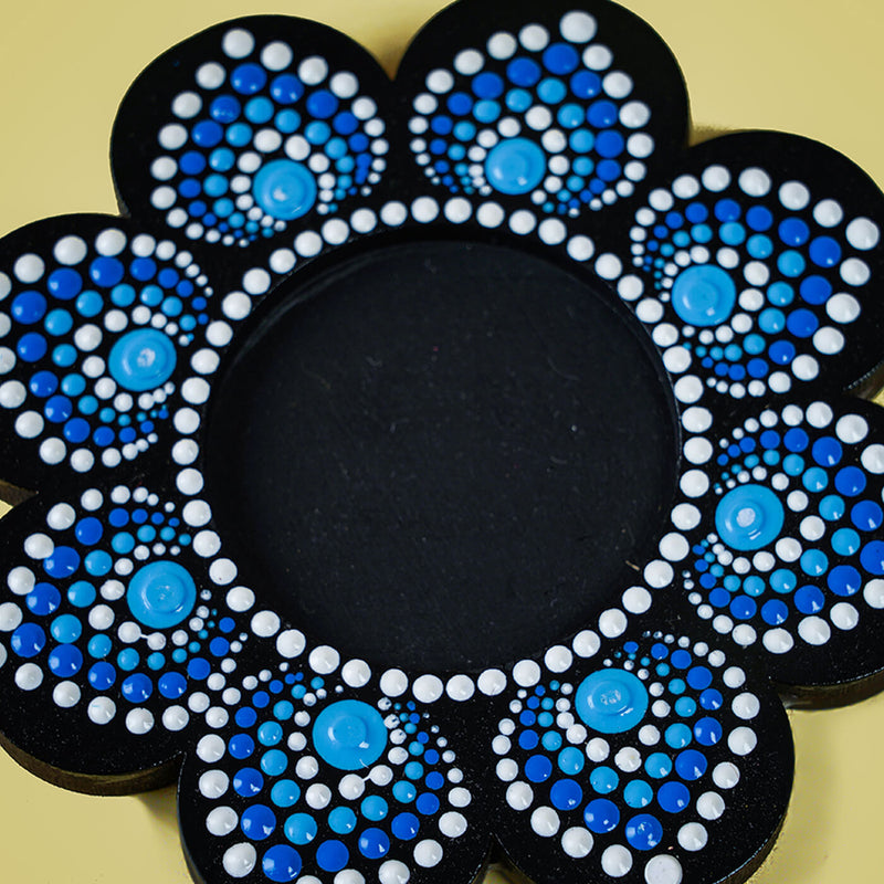 Flower-Shaped MDF Mandala Art Tealights - Set of 2