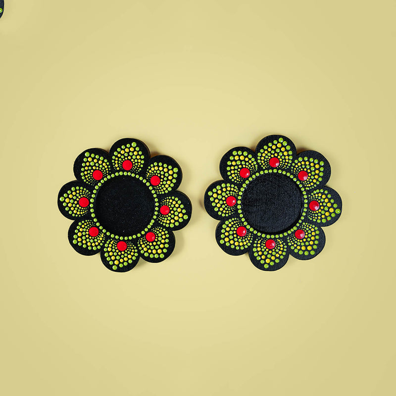 Flower-Shaped MDF Mandala Art Tealights - Set of 2