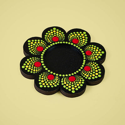 Flower-Shaped MDF Mandala Art Tealights - Set of 2