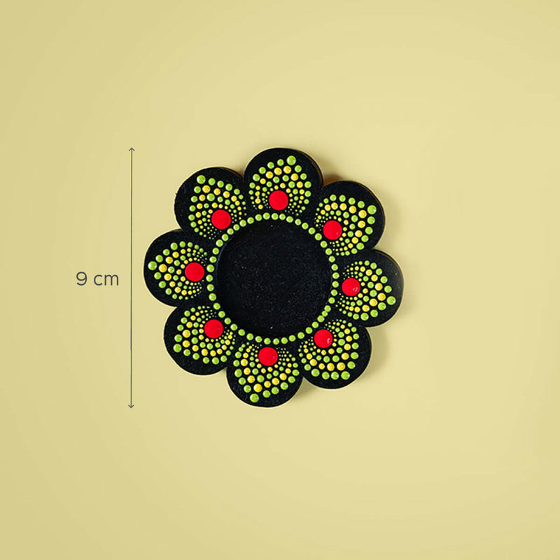 Flower-Shaped MDF Mandala Art Tealights - Set of 2