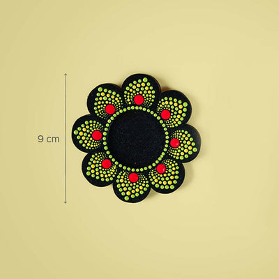 Handpainted Mandala Art MDF Flower-Shaped Tealights - Set of 2