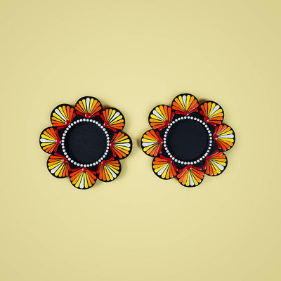 Flower-Shaped MDF Mandala Art Tealights - Set of 2