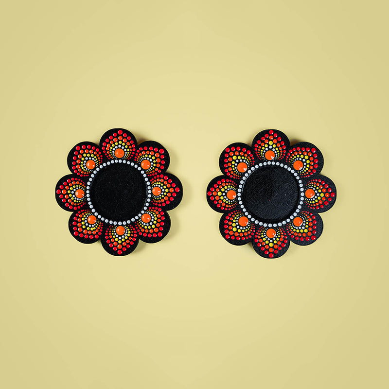 Flower-Shaped MDF Mandala Art Tealights - Set of 2