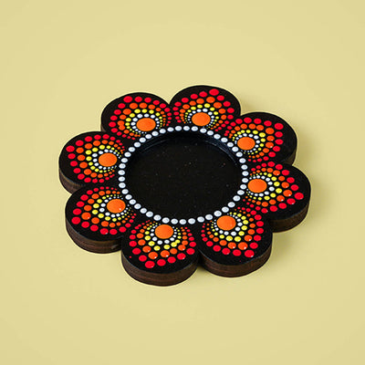 Flower-Shaped MDF Mandala Art Tealights - Set of 2
