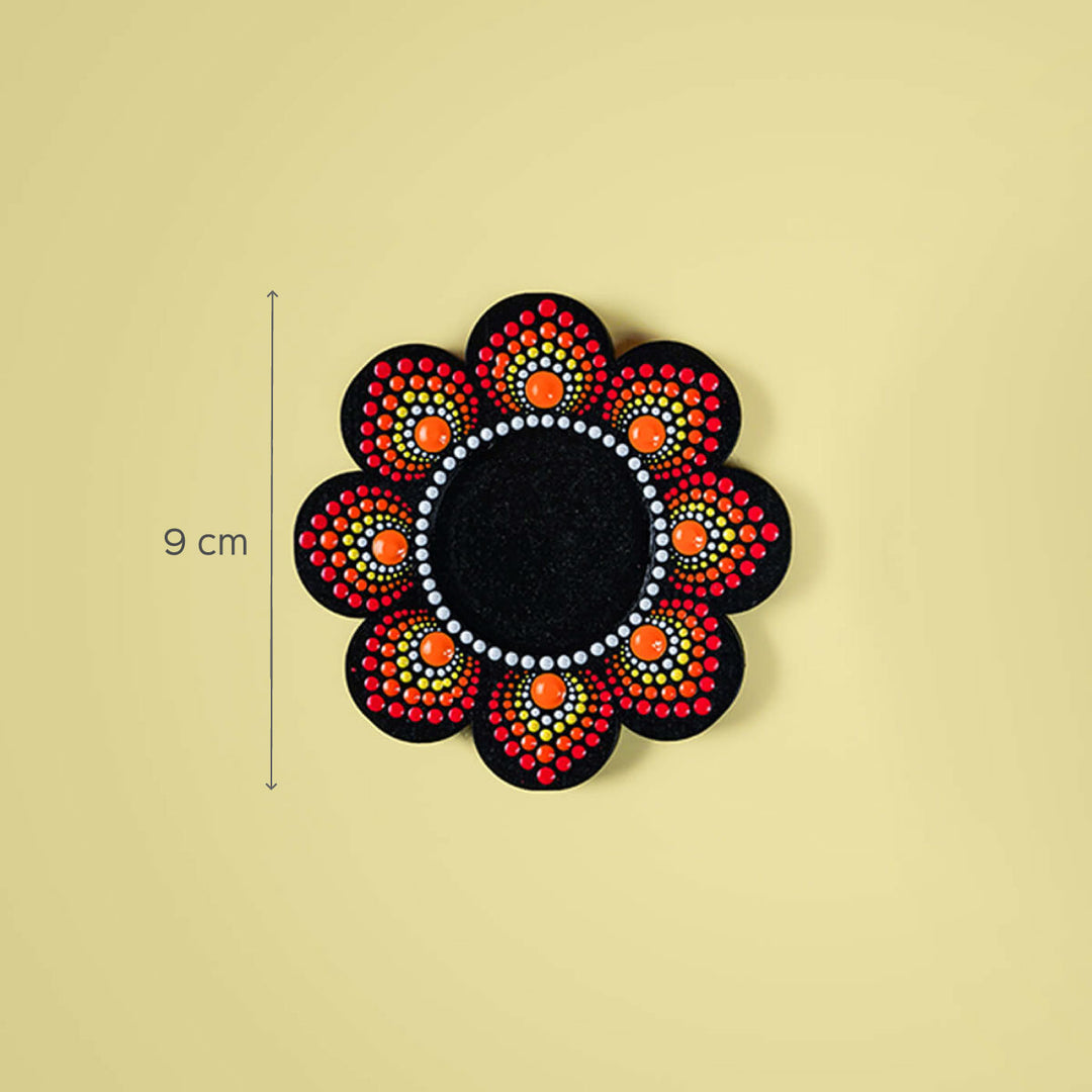 Mandala Art MDF Flower-Shaped Traditional Tealights - Set of 2