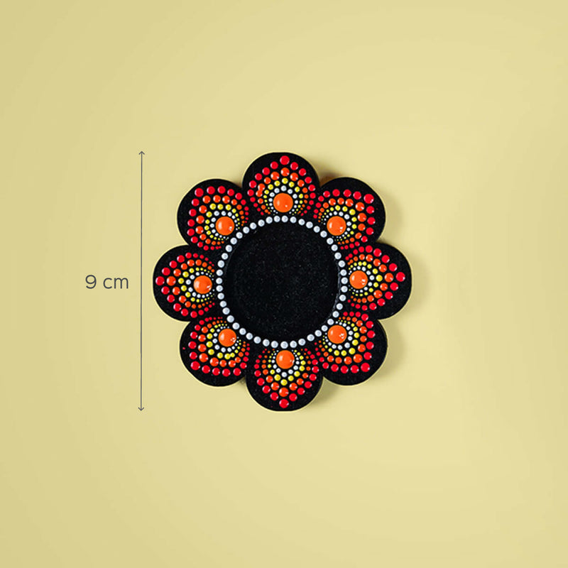 Mandala Art MDF Flower-Shaped Tealights - Set of 2