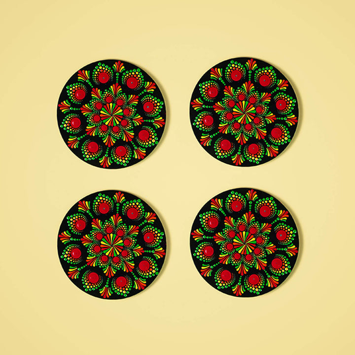 Mandala Art MDF Round Coasters - Set of 4