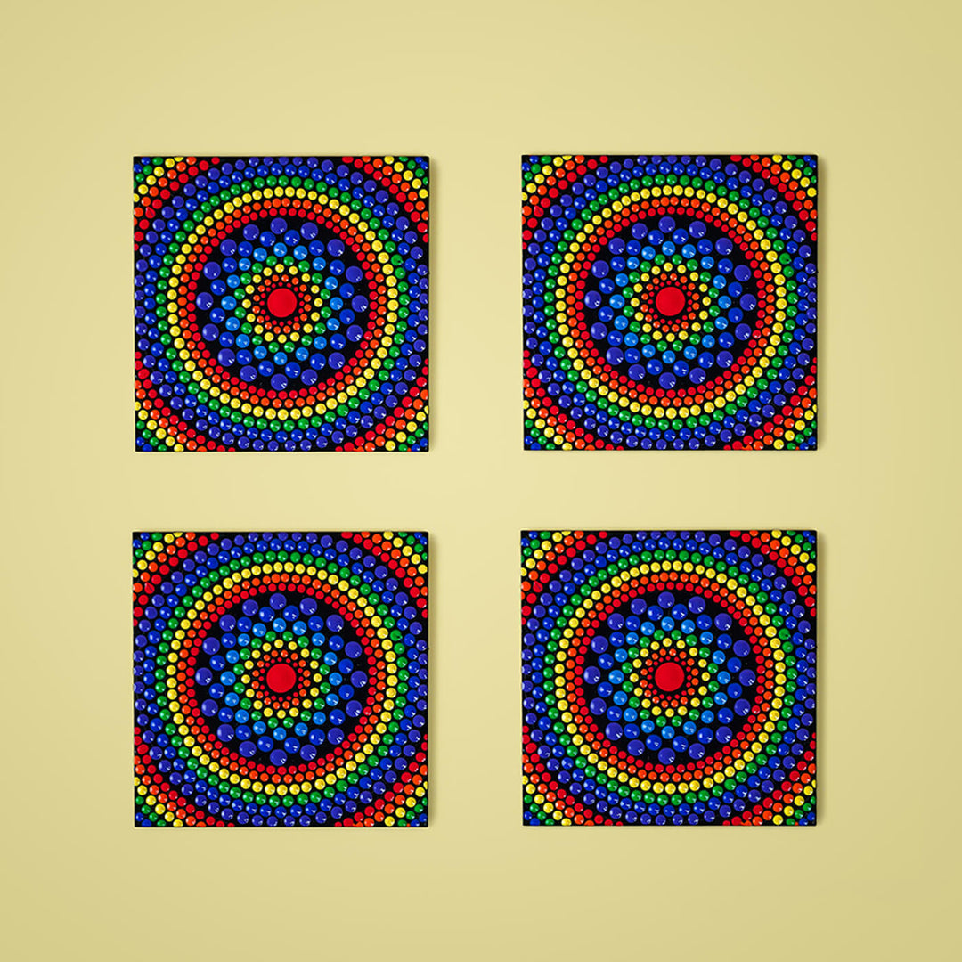 Mandala Art MDF Square Coasters - Set of 4