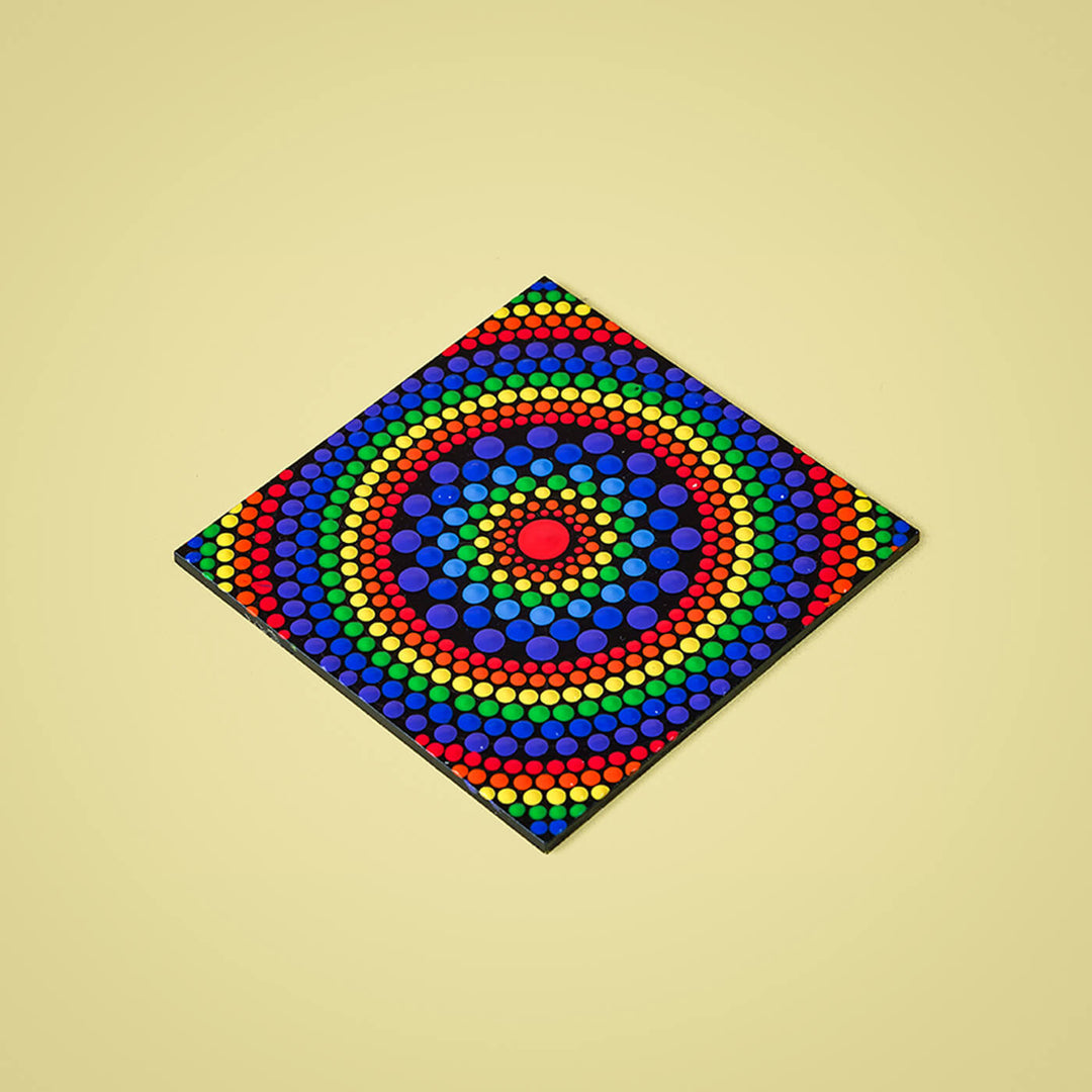 Mandala Art MDF Square Coasters - Set of 4