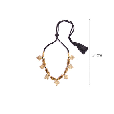Contemporary Handmade Square Dhokra Coated Choker