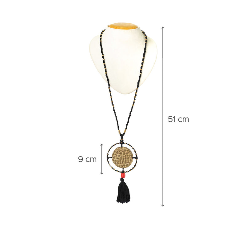 Contemporary Handmade Long beaded Tassel Necklace