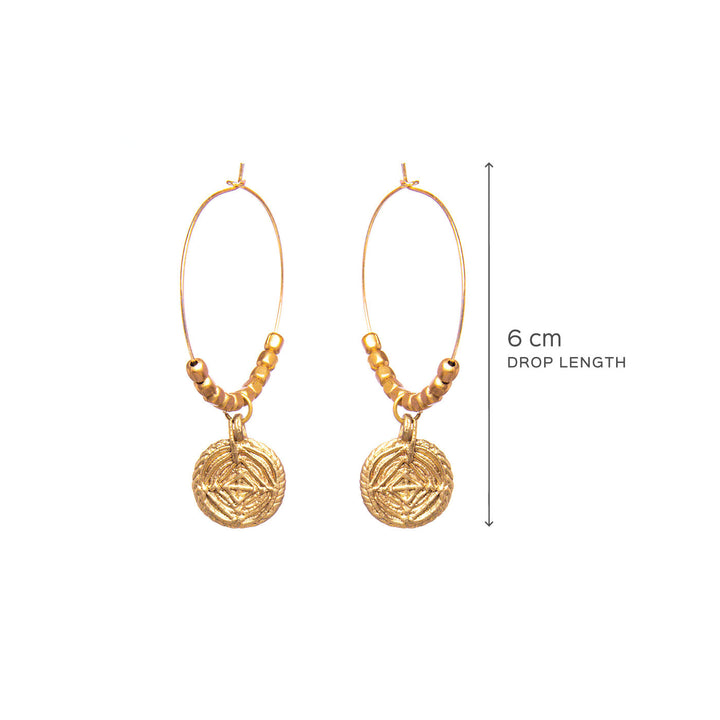 Handcrafted Gold tone Brass Hoops Earrings