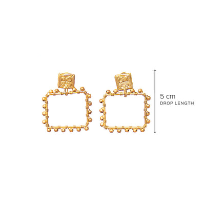 Handcrafted Gold Tone Box Earrings